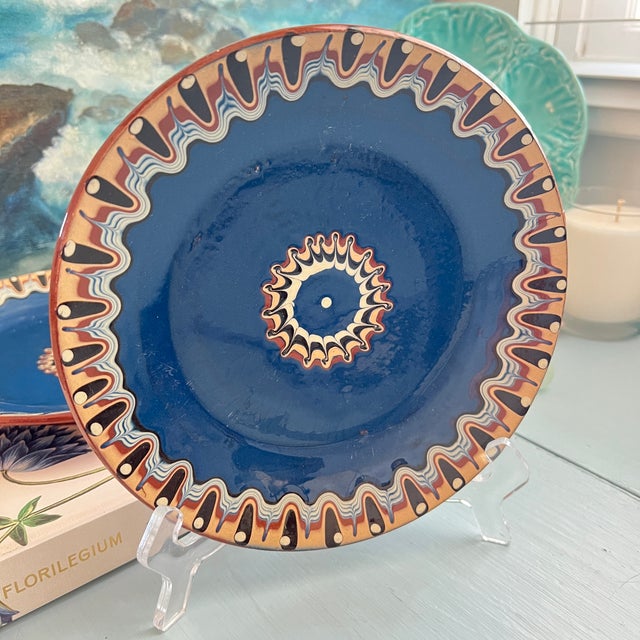 Folk Art Bulgarian Troyan Redware Art Pottery Plates - Set of 4 For Sale - Image 3 of 10