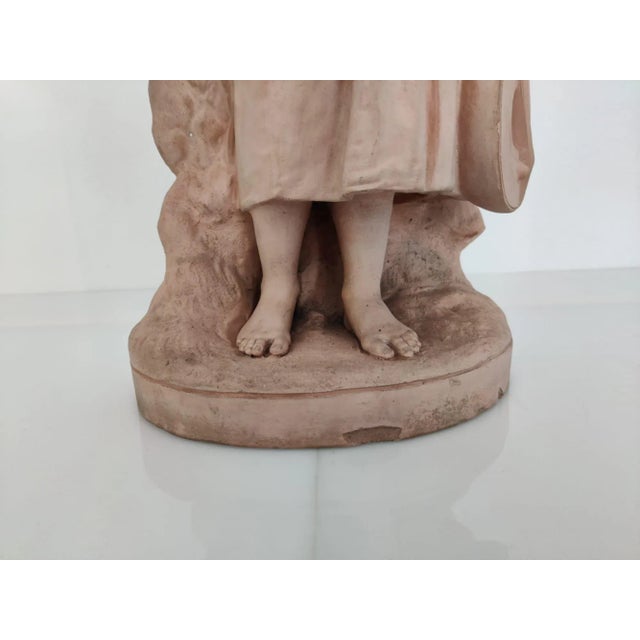 Antique Terracotta Girl with Mandolin Sculpture For Sale - Image 6 of 18