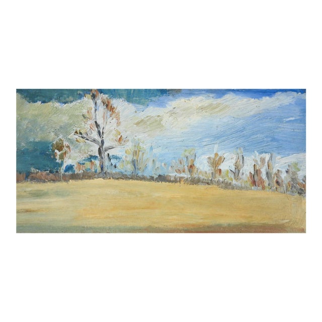 Mid 20th Century Impressionist Plein Air Winter Landscape Painting For Sale
