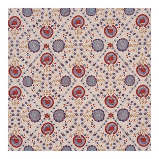 Schumacher Athena Hand-Screen Print Fabric in Red & Blue For Sale
