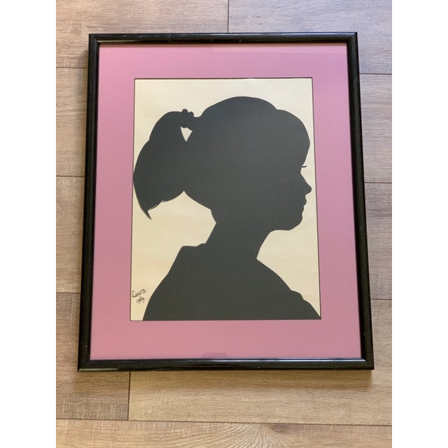 Vintage Silhouette Profile of a Girl, 1989 For Sale In Sacramento - Image 6 of 6