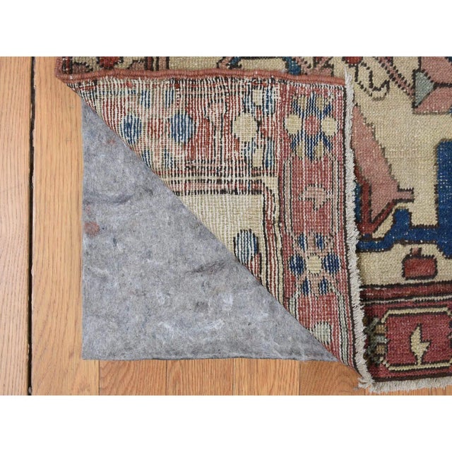 Textile 1890 Red Antique Persian Serapi Heriz Wool Hand Knotted Even Wear Rug 11'3"x15'3" For Sale - Image 7 of 11
