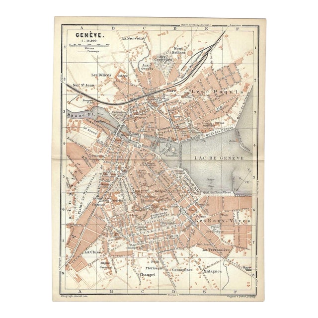 Antique Geneva Switzerland Map For Sale