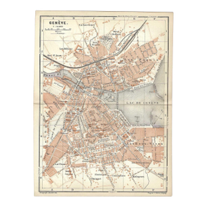 Antique Geneva Switzerland Map