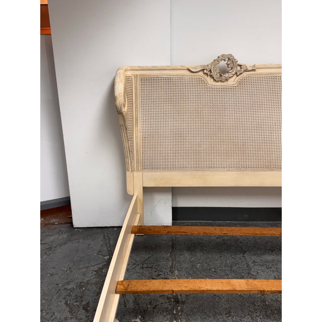 Full Size French Louis XVI Style Caned Bed Frame, Vintage For Sale - Image 4 of 12