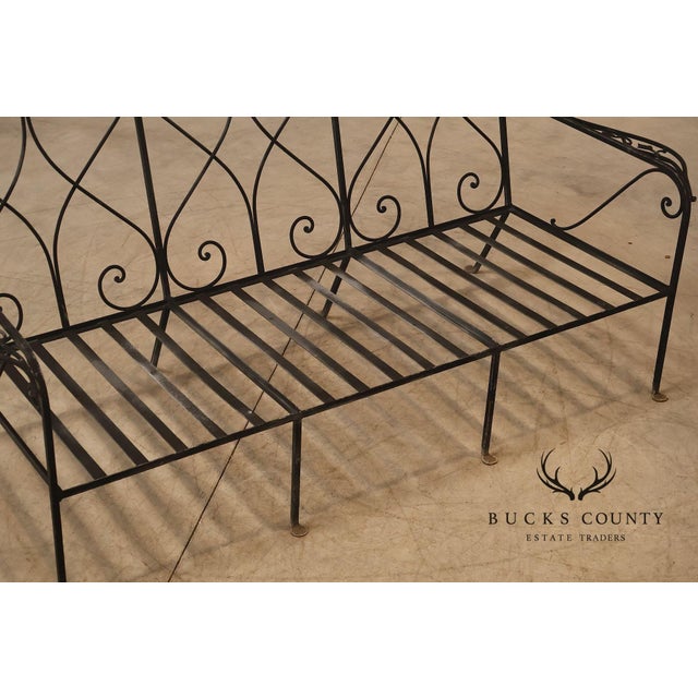 Vintage Wrought Iron Scrollwork Garden Bench For Sale - Image 13 of 18