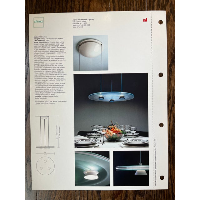 1993 Aurora Blue Pendant Lights by Perry King & Santiago Miranda for Arteluce - a Pair For Sale In Denver - Image 6 of 6