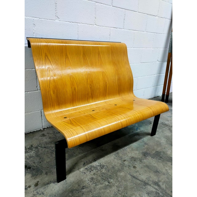 Mid-Century Modern Vintage Wooden Steel Bench, 1970 For Sale - Image 3 of 7