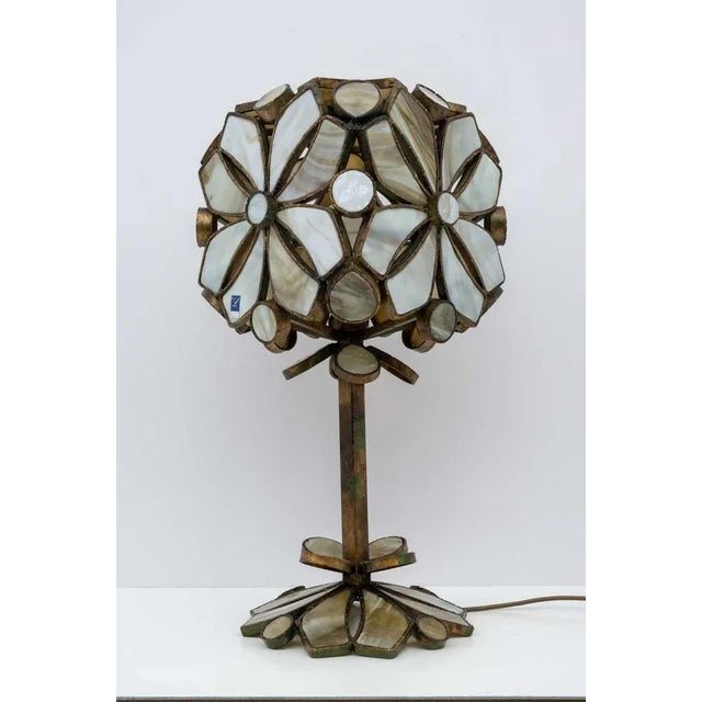 Italian Brutalist Table Lamp in Longobard Glass & Wrought Iron, 1970s For Sale - Image 10 of 10