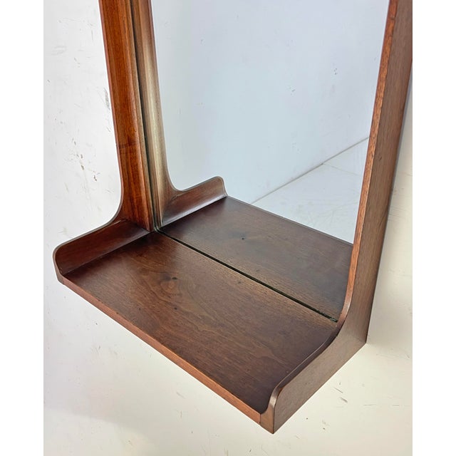 C. 1960s Mid-Century Wall Mirror in Walnut With Shelf For Sale In Boston - Image 6 of 6