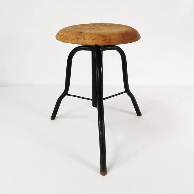 This stool originated in Poland in the 1960s. It features a simple, spacious form – industrial, Bauhaus. Materials: metal...