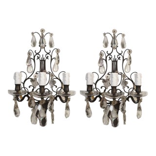 1900s Crystal Neoclassical French Sconces - a Pair For Sale