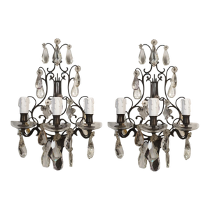 1900s Crystal Neoclassical French Sconces - a Pair
