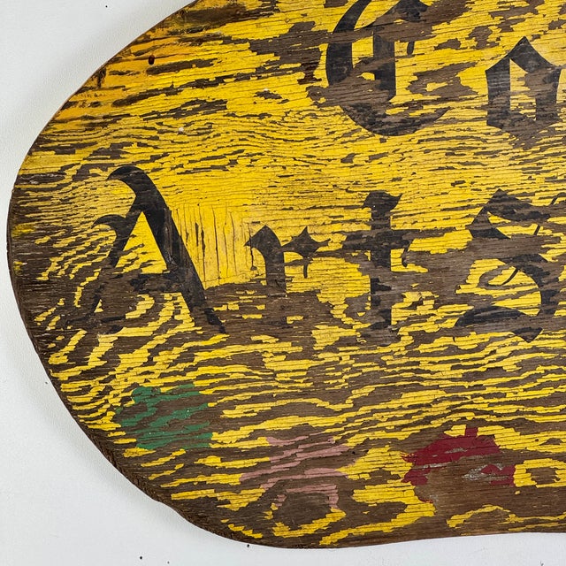 Double Sided 19th Century "Colosi Art Studio" Wood Trade Sign in Shape of Artist Palette For Sale - Image 10 of 11