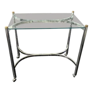 Late 20th Century Vintage Chrome & Glass Rolling Cart