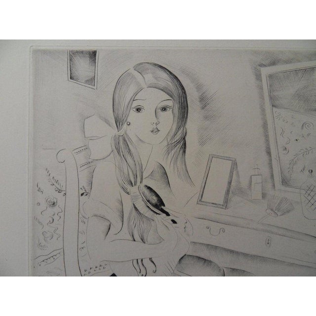 Emilia "Mily" Possoz (1888-1967) Young Girl at the Dressing Table Original etching Signed in pencil Artist's Proof On BFK...