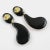 Dangle Jeweled Lucite Black and Custard Pair of Clip Earrings For Sale - Image 4 of 5