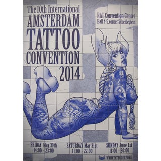 2014 Contemporary Dutch Poster, Amsterdam International Tattoo Convention - Vince For Sale