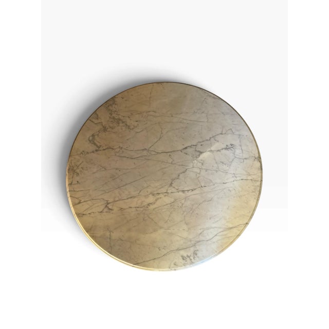 Weiman Vintage Weiman Hollywood Regency French Provincial 40-Inch Round Marble-Top Coffee Table With Concealed Drawer For Sale - Image 4 of 12
