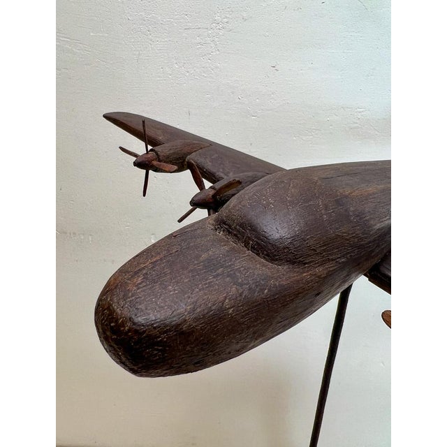 Handmade Oak Hercules C-130 Airplane on Stand, 1950s For Sale - Image 9 of 18