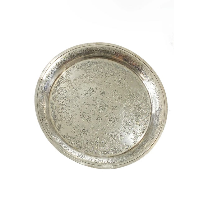 Metal Old Ornate Coin Silver Dish For Sale - Image 7 of 7