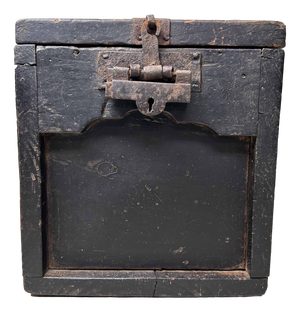 Antique Wooden Zenibako Temple Offering Box, Japan, 1890s