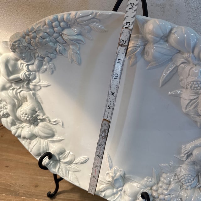 1980s Italian Ceramic Platter Made for Gumps. Fruit and Cherubs For Sale - Image 10 of 12