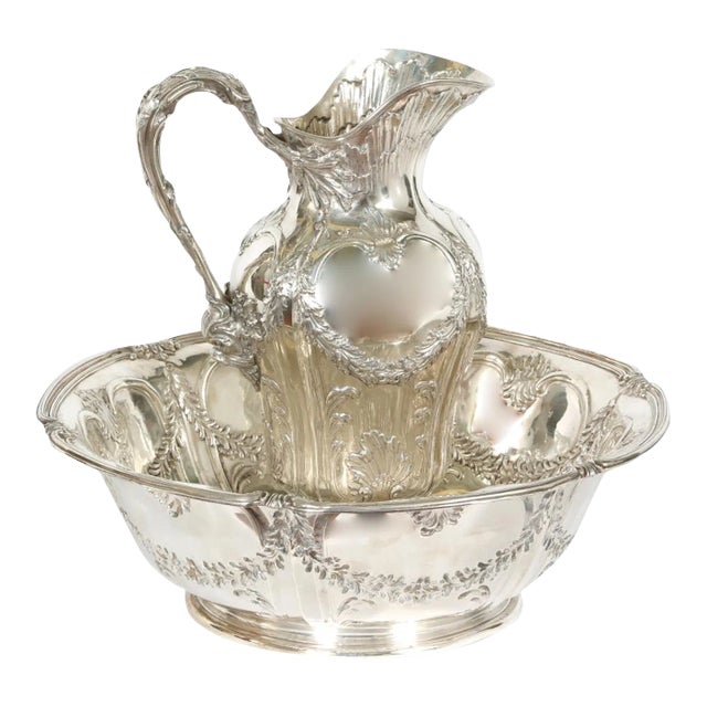 Art Nouveau French Tetard Sterling Wash Basin / Jug - a Pair For Sale