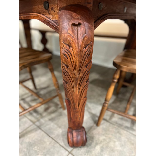 American Hand-Carved Solid Mesquite Wood Dining Table For Sale - Image 3 of 10