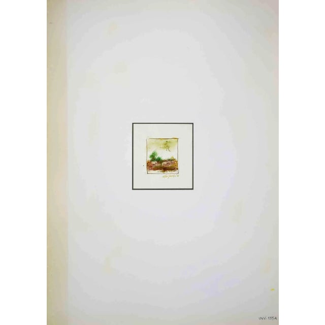 Landscape is an original drawing in ink and watercolor realized by Leo Guida in 1972. Good condition. Hand-signed. Leo...