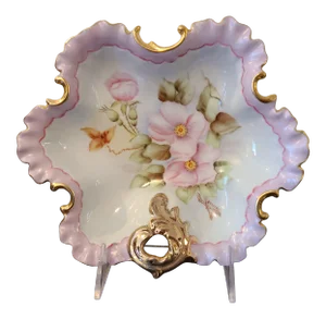 Early 20th Century Antique Hand Painted Gold Gilt Trinket Tray