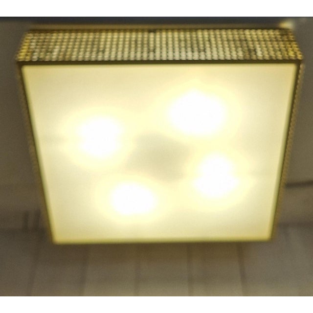 Mid-Century Modern Mid-Century Minimalist Square Ceiling Light with Yellow Metal Housing and Frosted Glass Panel, 1960s For Sale - Image 3 of 12