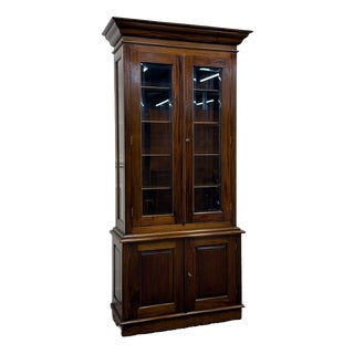 Classic English Bookcase with Glass Doors For Sale