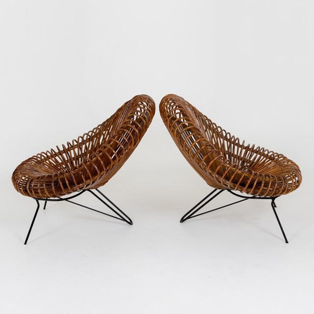 1970s Pair of Wicker Lounge Chairs by Janine Abraham and Dirk Jan Rol for Rougier For Sale - Image 4 of 18
