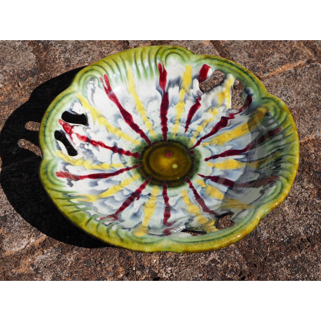 1970s West Germany Openwork Fruit Bowl With Yellow and Red Drips For Sale - Image 6 of 11