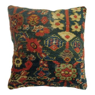 Early 20th Century Green Mahal Patchwork Rug Pillow For Sale
