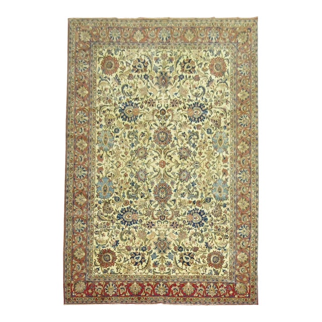 Antique Zabihi Collection Persian Qum Room Size Rug For Sale