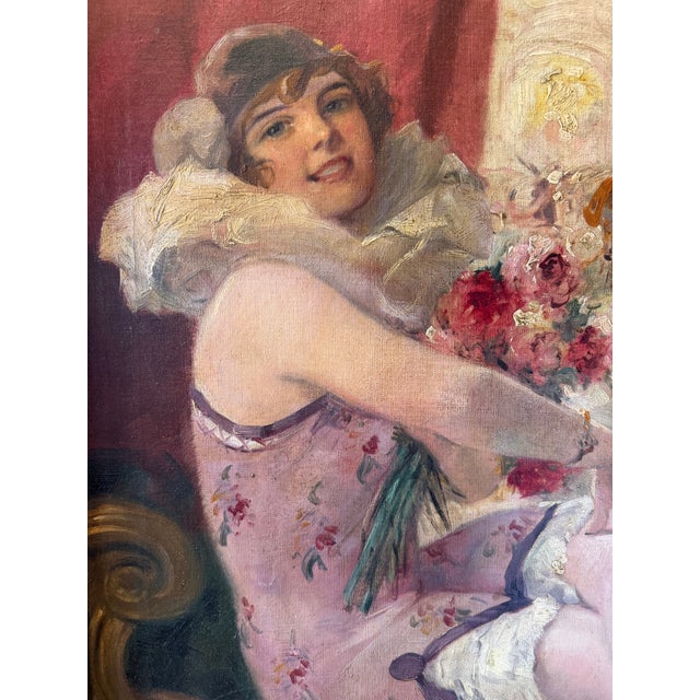 Oil on Canvas by the listed Austrian/Hungary painter Richard Geiger ( 1870-1945) featuring the classic commedia dell"arte...