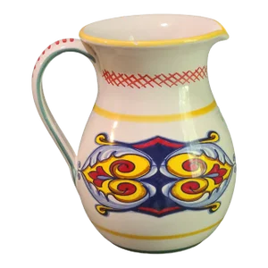 Vintage Ceramica Nova Deruta Hand Painted Pottery Pitcher, Made in Italy