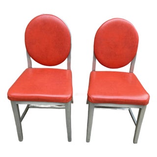 Pair of Vintage Emeco Padded Chairs For Sale
