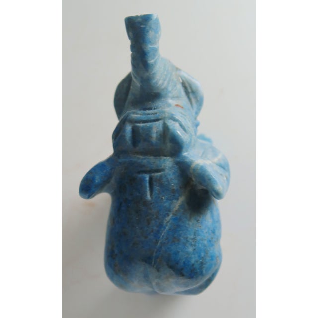 Hand-Carved Miniature Elephant of Naturally Occurring Blue and Brown Sodalite Stone For Sale - Image 11 of 12