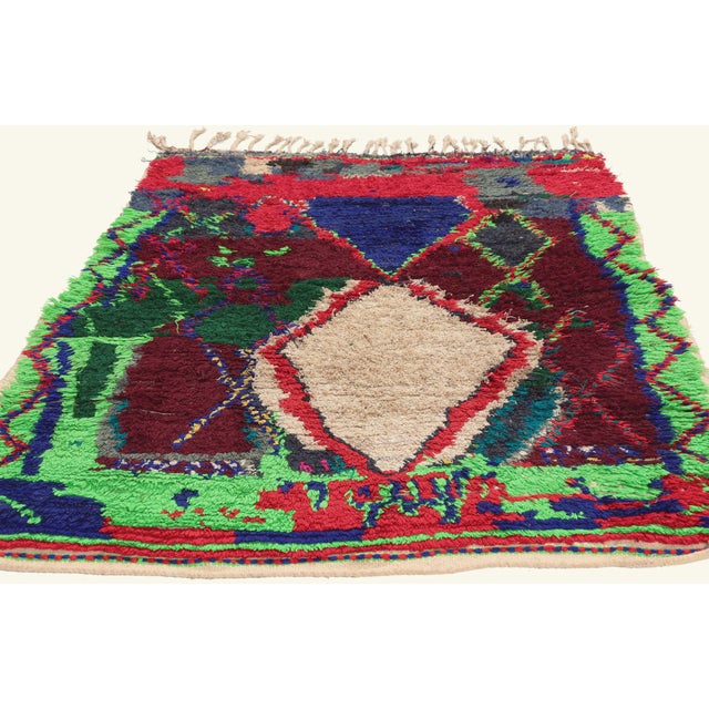 Tribal Vintage Boujad Moroccan Rug, 03'05 X 04'07 For Sale - Image 3 of 10
