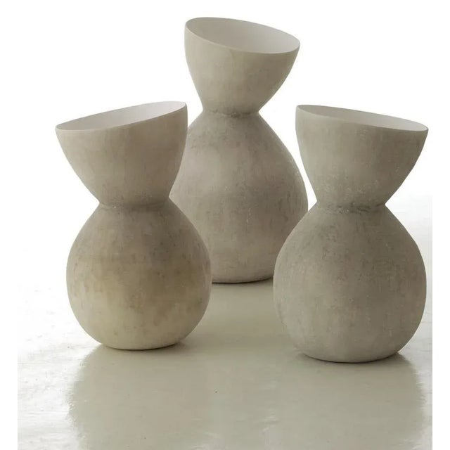 Set of 3 incline vase by imperfettolab dimensions: ø 38 x h 67 cm ø30 x h 55 cm ø 28 x h 49 cm materials: raw material