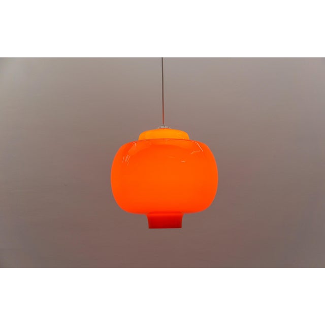 Large Orange Glass Pendant Lamp from Peill & Putzler, 1960s For Sale - Image 9 of 12