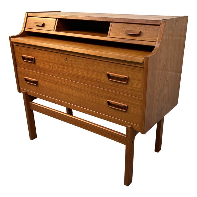 Mid-Century Danish Modern Teak Secretary Desk For Sale