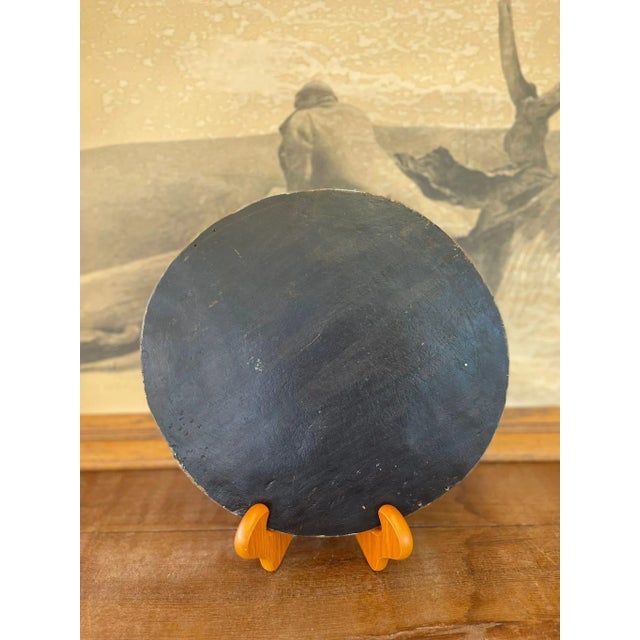 Wood Vintage Black Color Carved Wood Platter For Sale - Image 7 of 8