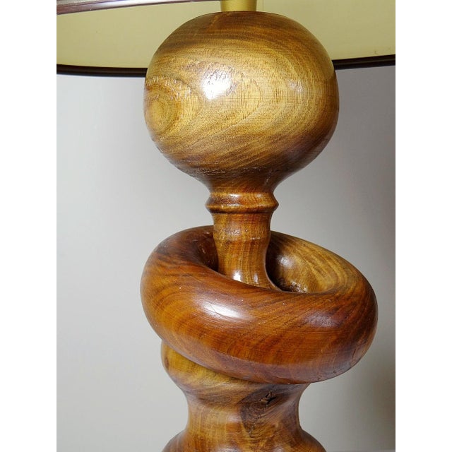 Vintage Scandinavian Style Table Lamp in Carved Turned Wood, 1960s For Sale - Image 12 of 16