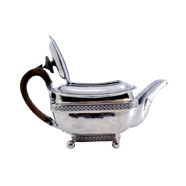 Silver Teapot with Handle and Knob in Chestnut Wood and Pearls For Sale - Image 10 of 10