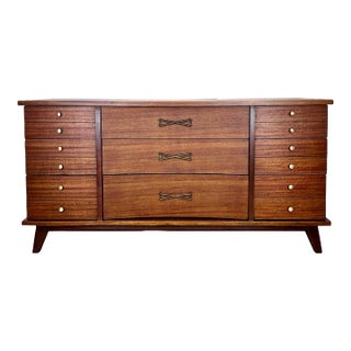 Restored Mid Century Modern Mahogany Chest of Drawers / Dresser by Huntley For Sale