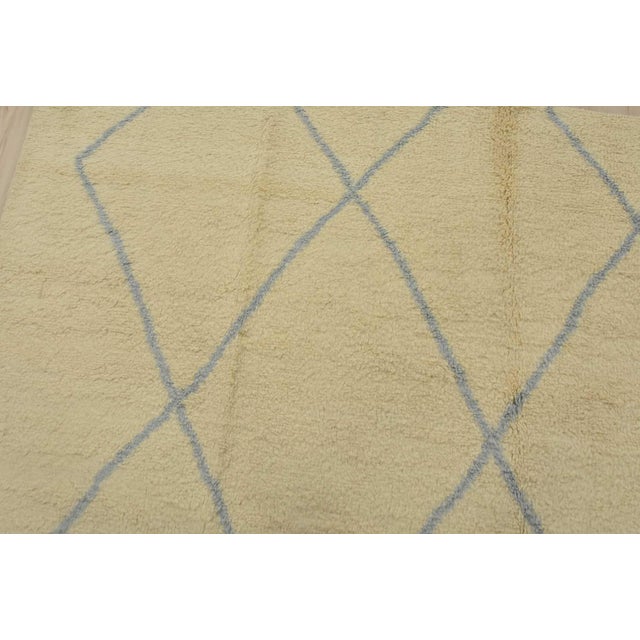 Ivory Moroccan Rug 9’1” X 11’9” Ivory Wool Contemporary Hand-Knotted Carpet For Sale - Image 8 of 15
